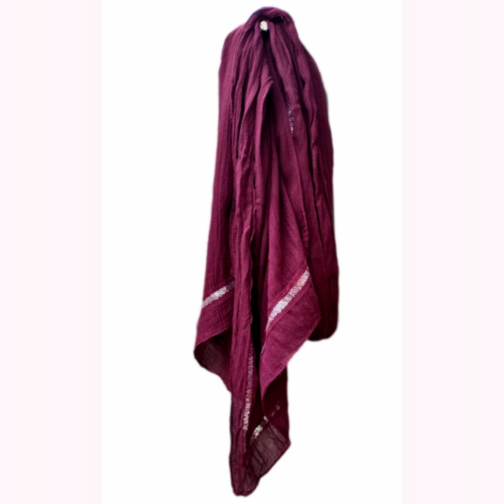 Scarf: Sparkling Sequins Maroon Shawl or for Table Covering - Picture 10 of 13